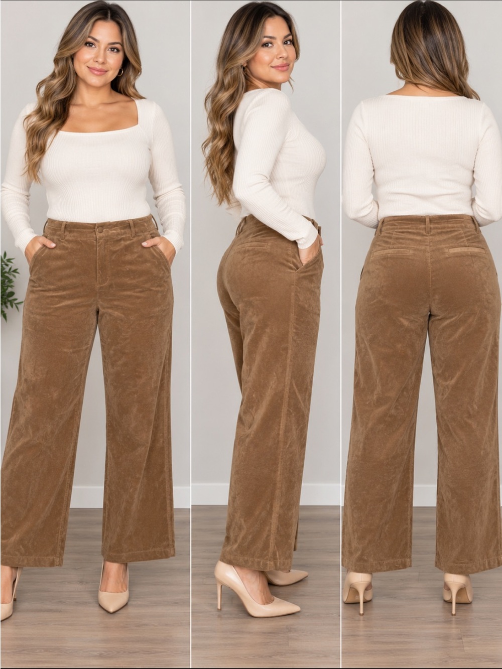 Coldwater Creek Women’s Brown Corduroy Wide Leg Pants High Rise Size [Talla] NWO
